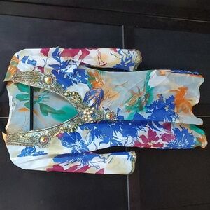 🆕 Multi-colored beaded sheer beach coverup tunic